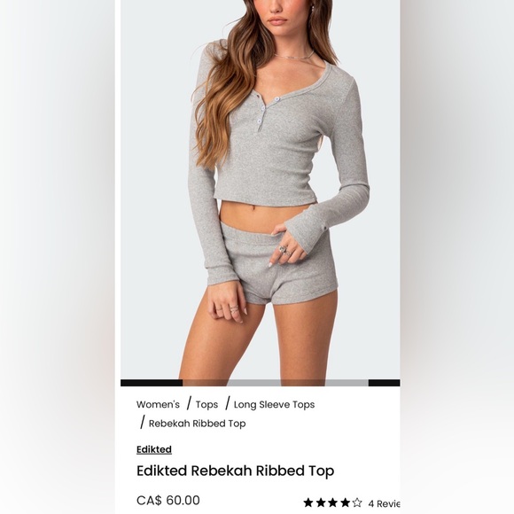 Edikted Heather Gray Cropped Top - Picture 3 of 3